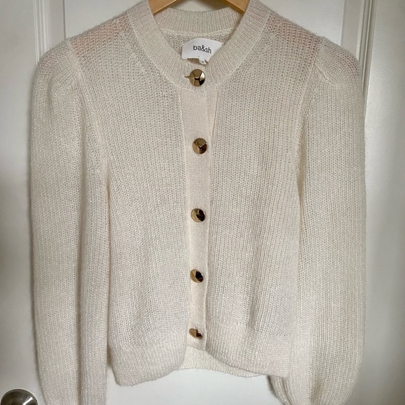 BASH BA&SH  Bayler Lady Cardigan Puff Sleeve Cardigan Statement Buttons Sezane - Picture 4 of 13